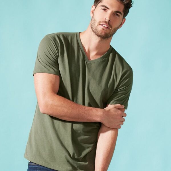 Premium Fitted Sueded V-Neck T-Shirt Thumbnail